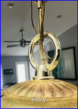 Vintage PENDANT Light LAMP Hanging MCM Lucite Cone Corrugated Design Swag