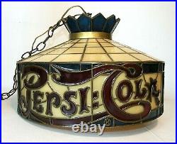 Vintage PEPSICOLA Tiffany Stained Glass Style 18 Plastic Hanging Lamp Light