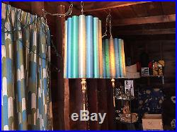 Vintage Pair HANGING LIGHTS Swag Lamp 1960s Mid Century Hollywood Regency 60s