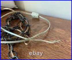 Vintage Pair Swag Amber Lamp Mid Century Glass Slag Panel Lighting