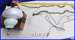 Vintage Pearl Iridescent Glass Hanging Swag Lamp Light