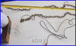 Vintage Pearl Iridescent Glass Hanging Swag Lamp Light