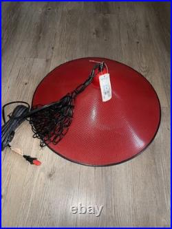 Vintage Pendant Lamp 18 Perforated Metal Hanging RED black Chain Plug In Rare
