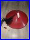 Vintage Pendant Lamp 18 Perforated Metal Hanging RED black Chain Plug In Rare