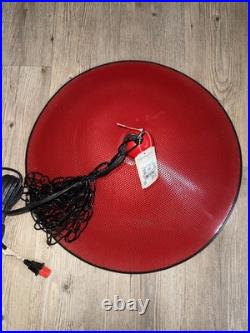 Vintage Pendant Lamp 18 Perforated Metal Hanging RED black Chain Plug In Rare