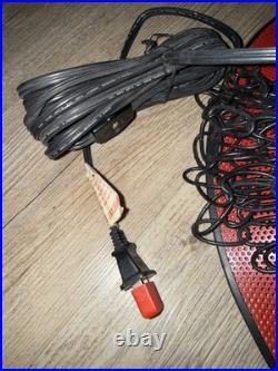Vintage Pendant Lamp 18 Perforated Metal Hanging RED black Chain Plug In Rare