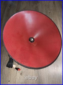 Vintage Pendant Lamp 18 Perforated Metal Hanging RED black Chain Plug In Rare