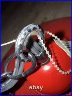 Vintage Pendant Lamp 18 Perforated Metal Hanging RED black Chain Plug In Rare