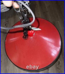 Vintage Pendant Lamp 18 Perforated Metal Hanging RED black Chain Plug In Rare