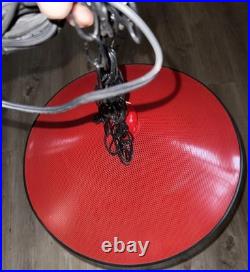 Vintage Pendant Lamp 18 Perforated Metal Hanging RED black Chain Plug In Rare
