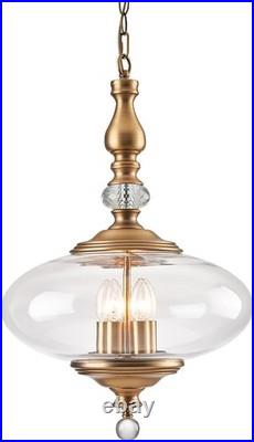 Vintage Pendant Light Brass Glass Pendant Light 15.74 Wide Adjustable Hanging