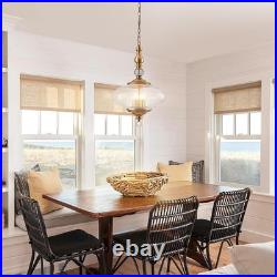 Vintage Pendant Light Brass Glass Pendant Light 15.74 Wide Adjustable Hanging