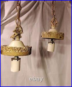Vintage Pendant Swag Lamp Light Fixture MCM Pinecone Hollywood Regency Ceiling