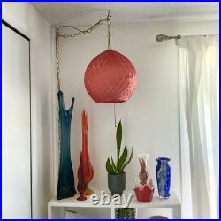 Vintage Persimmon Fiberglass Swag Lamp MCM Pendant Light Atomic Era 1960s Vintage Persimmon Fiberglass Swag Lamp MCM Pendant Light Atomic Era 1960s