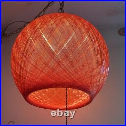 Vintage Persimmon Fiberglass Swag Lamp MCM Pendant Light Atomic Era 1960s Vintage Persimmon Fiberglass Swag Lamp MCM Pendant Light Atomic Era 1960s