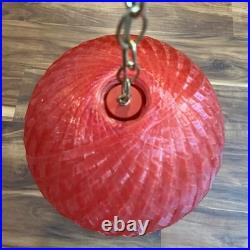 Vintage Persimmon Fiberglass Swag Lamp MCM Pendant Light Atomic Era 1960s
