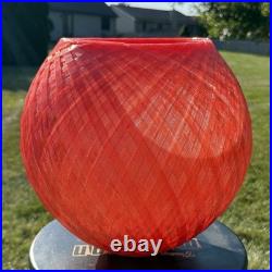 Vintage Persimmon Fiberglass Swag Lamp MCM Pendant Light Atomic Era 1960s