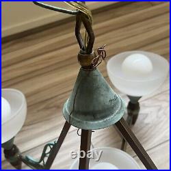 Vintage Pewter Hanging Ceiling Lamp Chandelier 2ft
