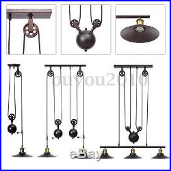 Vintage Pulley Pendant Loft Ceiling Lamp Hanging Lighting Retractable Fixture
