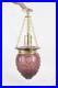 Vintage Purple Hobnail Glass Hanging Lamp Brass Swag Light Retro Ceiling