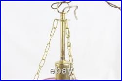 Vintage Purple Hobnail Glass Hanging Lamp Brass Swag Light Retro Ceiling Vintage Purple Hobnail Glass Hanging Lamp Brass Swag Light Retro Ceiling