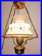 Vintage Quoizel Abigail Adams Blue, Brown & White Floral Hanging lamp Milk Glass