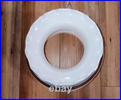 Vintage Quoizel Abigail Adams Blue, Brown & White Floral Hanging lamp Milk Glass