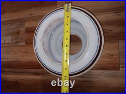 Vintage Quoizel Abigail Adams Blue, Brown & White Floral Hanging lamp Milk Glass