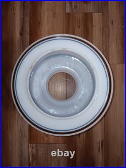 Vintage Quoizel Abigail Adams Blue, Brown & White Floral Hanging lamp Milk Glass