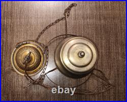 Vintage Quoizel Abigail Adams Blue, Brown & White Floral Hanging lamp Milk Glass