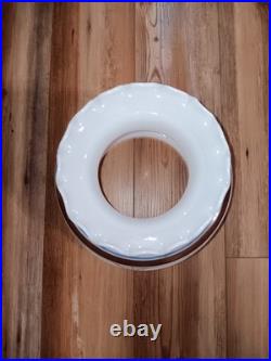 Vintage Quoizel Abigail Adams Blue, Brown & White Floral Hanging lamp Milk Glass