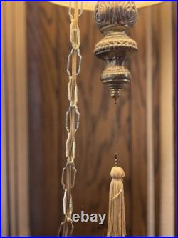 Vintage RETRO ARIS Mid Century MCM Ceiling Hanging Swag Drum Lamp Green