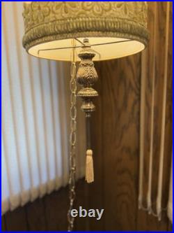 Vintage RETRO ARIS Mid Century MCM Ceiling Hanging Swag Drum Lamp Green