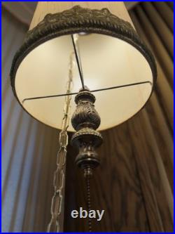 Vintage RETRO ARIS Mid Century MCM Ceiling Hanging Swag Drum Lamp Green