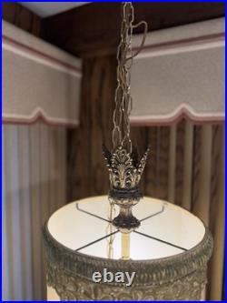 Vintage RETRO ARIS Mid Century MCM Ceiling Hanging Swag Drum Lamp Green Vintage RETRO ARIS Mid Century MCM Ceiling Hanging Swag Drum Lamp Green