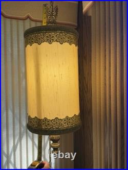 Vintage RETRO ARIS Mid Century MCM Ceiling Hanging Swag Drum Lamp Green