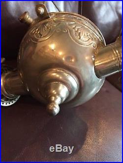 Vintage Rare Angle Mfg Co Nickle Plated Double Burner Kerosene Oil Hanging Lamp