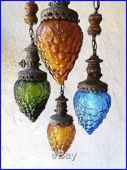 Vintage Rare MidCentury Beautiful Grapes Hanging Lamp Ceiling Swag Hanging Light