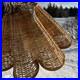 Vintage Rattan Bamboo Wicker Brass Pendant Tulip Hanging Swag Lamp Fluted