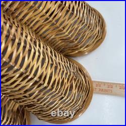 Vintage Rattan Bamboo Wicker Brass Pendant Tulip Hanging Swag Lamp Fluted