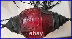 Vintage Red Swag Hanging Pendant Lamp Retro Light