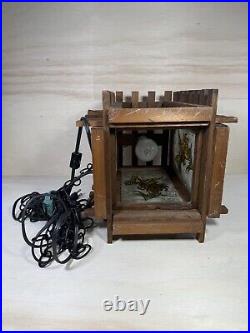 Vintage Redwood Wrought Iron & Stained Glass Hanging Lamp Butterfly On Tulip