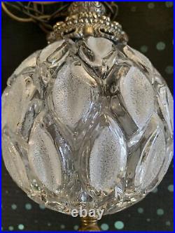 Vintage Regency 3 Bubble Shape Frosted Diamond Glass Ball Swag Hanging Lamp