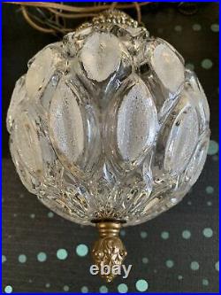 Vintage Regency 3 Bubble Shape Frosted Diamond Glass Ball Swag Hanging Lamp