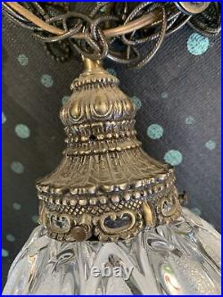 Vintage Regency 3 Bubble Shape Frosted Diamond Glass Ball Swag Hanging Lamp