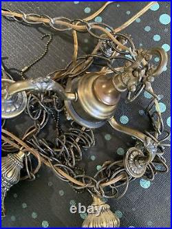 Vintage Regency 3 Bubble Shape Frosted Diamond Glass Ball Swag Hanging Lamp