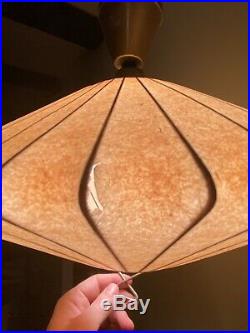 Vintage Retractable George Nelson Herman Miller Style Saucer Hanging Light Lamp