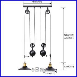 Vintage Retro Industrial Hanging Ceiling Light Pendant Retractable Pulley Lamp