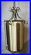 Vintage Retro MCM Hanging Light Fixture Brass Rattan Metal Swag Cylinder Pendant