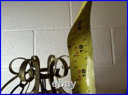 Vintage Retro MCM Hanging Light Fixture Brass Rattan Metal Swag Cylinder Pendant